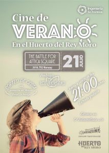 Cartel Cine de Verano en el Huerto del Rey Morro. 21 Junio se proyecta The Battle For Attica Square