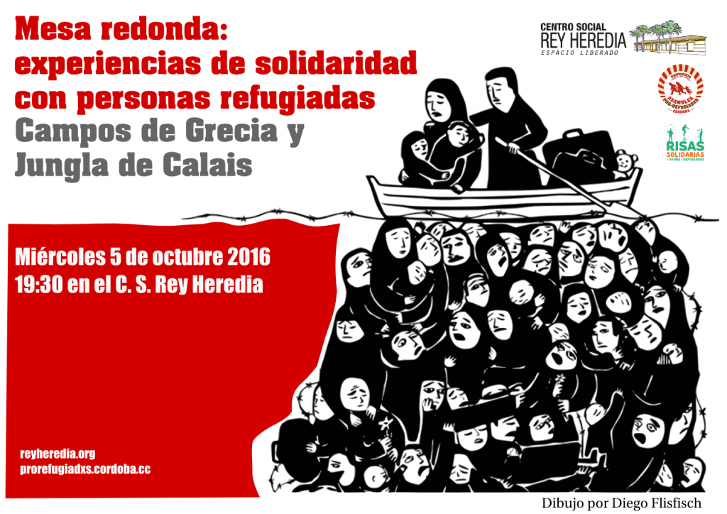 Cartel de la mesa redonda sobre experiencias de solidariadad con personas refugiadas