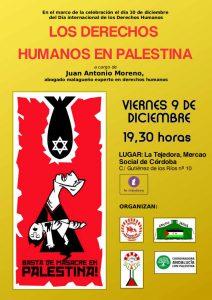 Cartel charla coloquio "Los Derechos Humanos en Palestina"