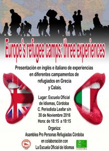 Cartel mesa redonda en la escuela oficial de idiomas de Córdoba